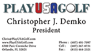 Play USA Golf Business Card Front
